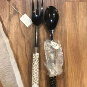 Handmade horn Serving set spoon and fork